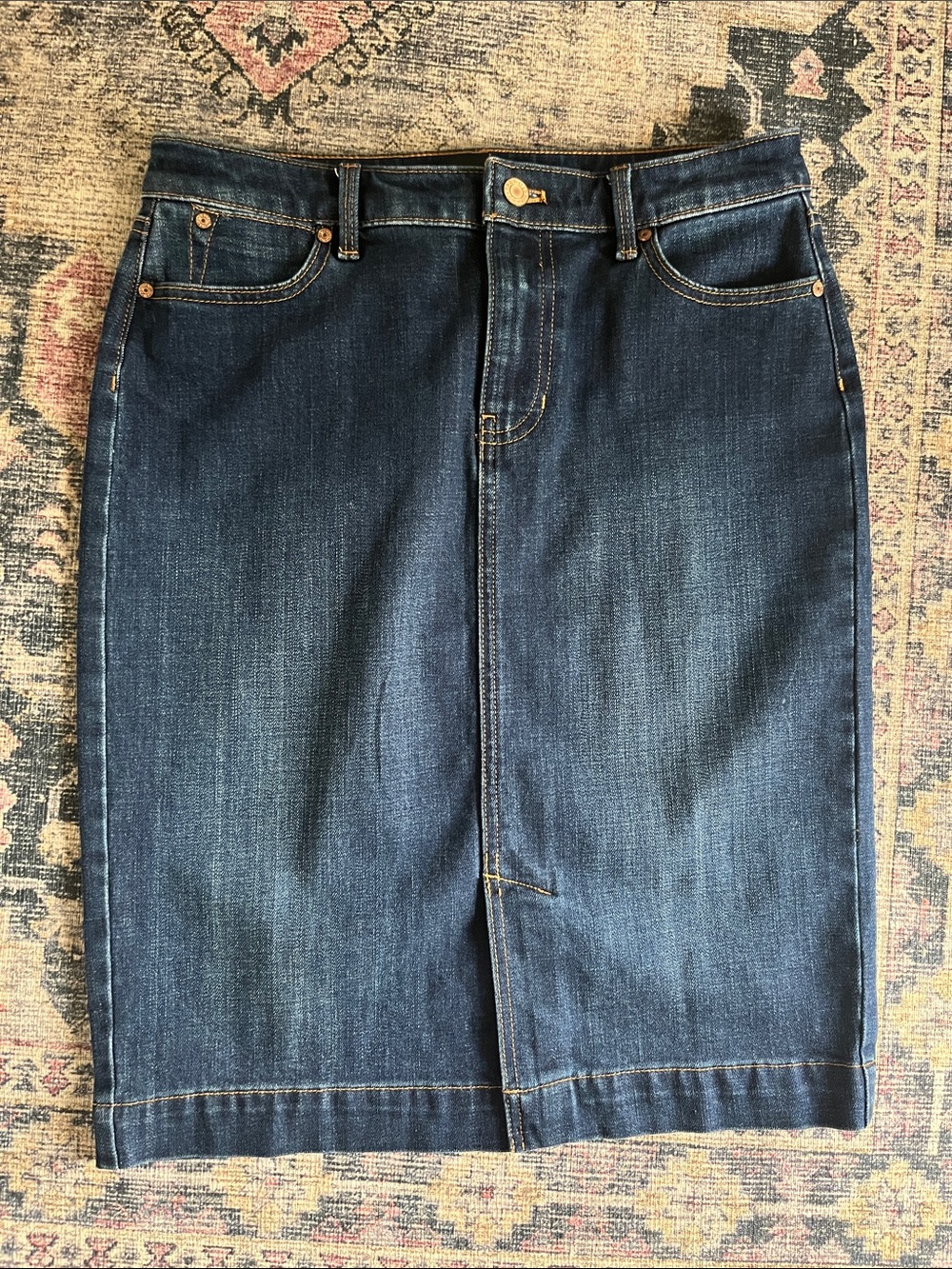 Talbots Dark Blue Denim Midi Skirt